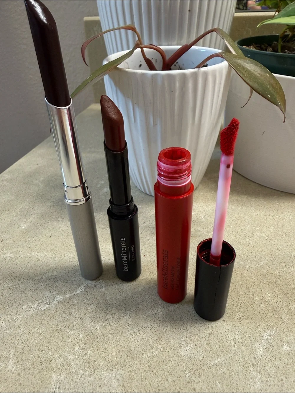 bareMinerals and Clinique Liquid Lipstick Trio
